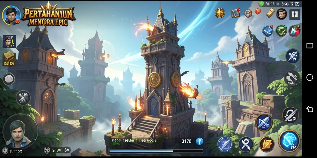 Tampilan menarik dari permainan Tower Defense 3178 dengan menara dan musuh yang dinamis.