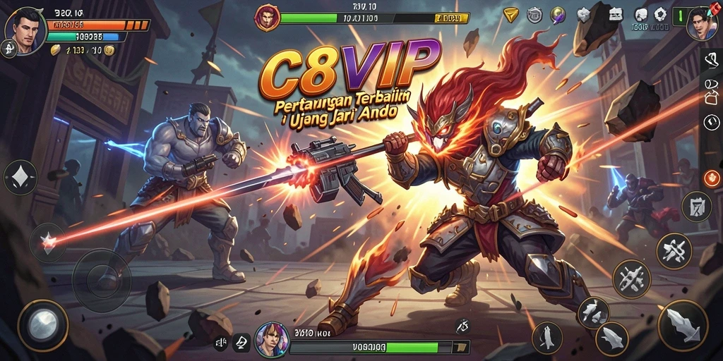Tangkapan layar dari gameplay C8VIP menampilkan aksi pertarungan yang mendebarkan.
