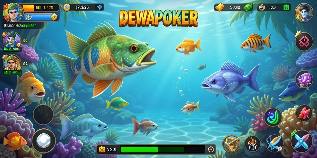 Gameplay seru DEWAPOKER dengan aksi menembak ikan.