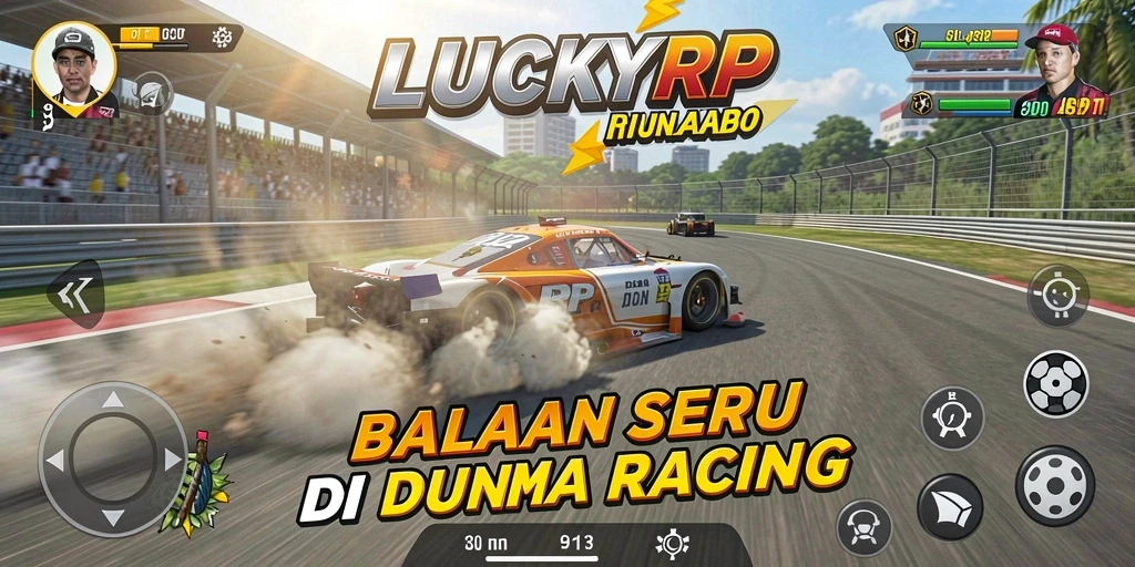 Tampilan gameplay seru dalam balapan LUCKYRP yang penuh aksi.