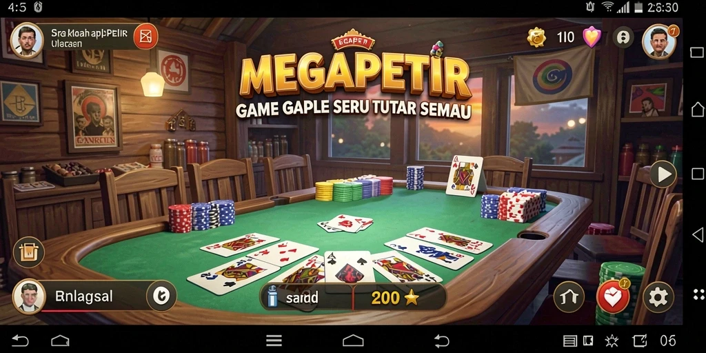 Screenshot gameplay MEGAPETIR menampilkan serunya bermain Gaple.