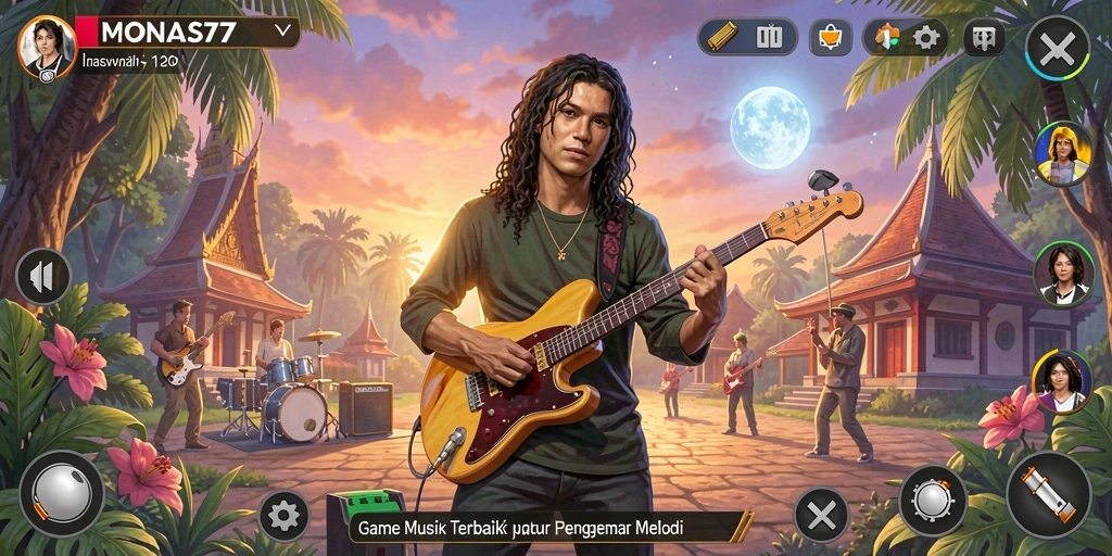 Tampilan menarik dari gameplay MONAS77 yang menampilkan keseruan bermain musik.