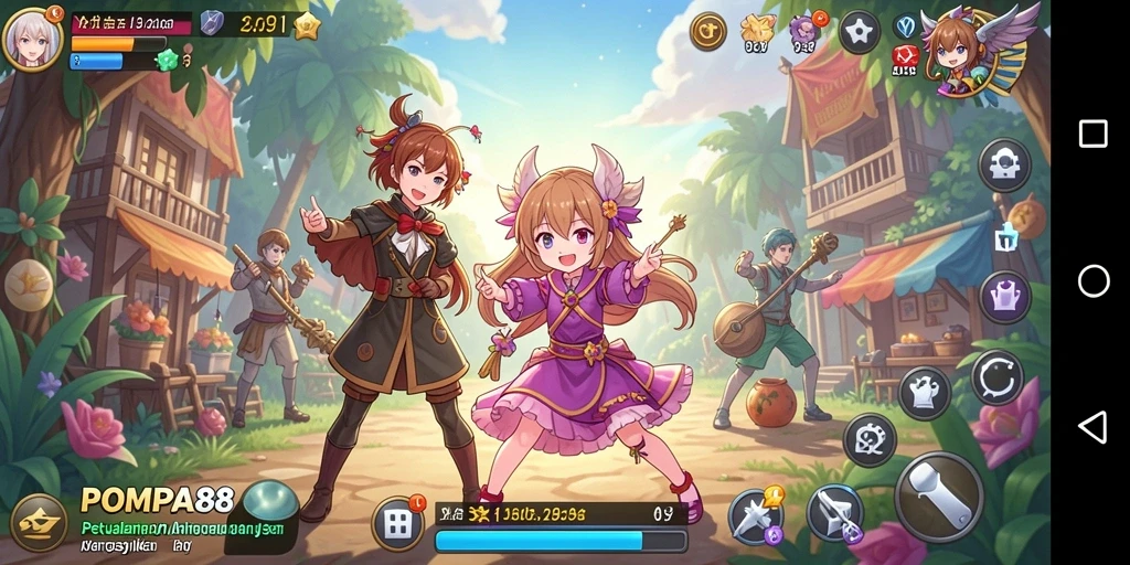 Tampilan gameplay POMPA88 yang menarik dan penuh warna.