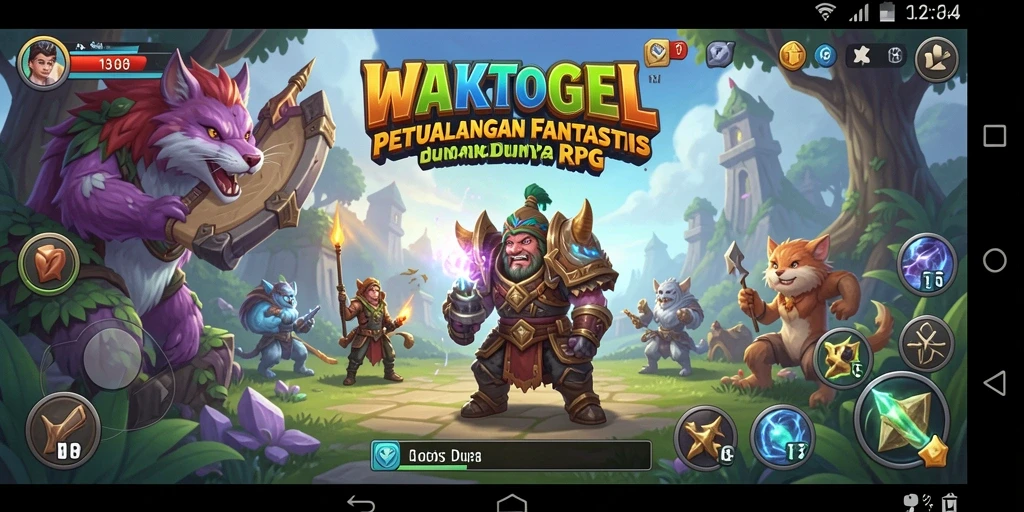 Tampilan menarik gameplay RPG WAKTOGEL dengan karakter dan lingkungan yang fantastis.